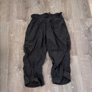 Black Ruched Capri Pants